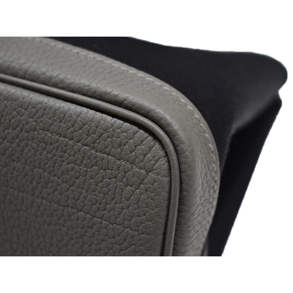 HERMES Garden Party T Canvas Leather Handbag Black Gray Bag - Picture 5 of 7